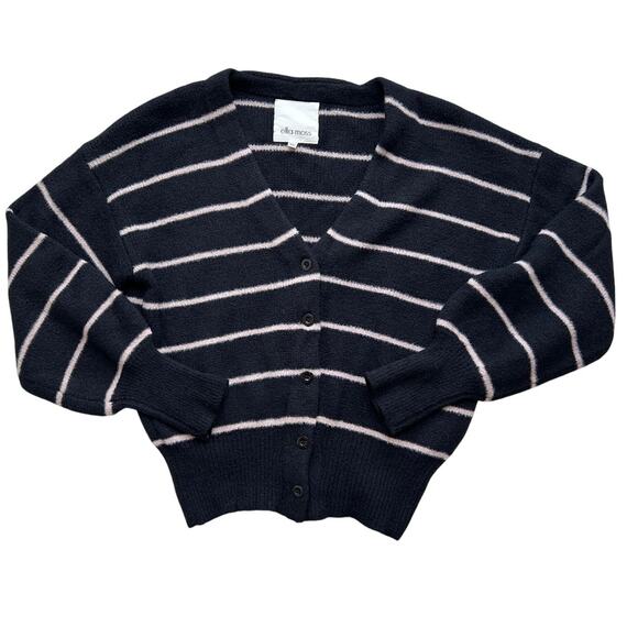 Ella Moss Black and Pink Striped Cardigan Size Small - Picture 4 of 10